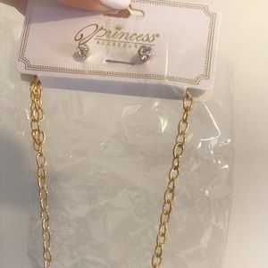 Gold chain necklace & earrings set
